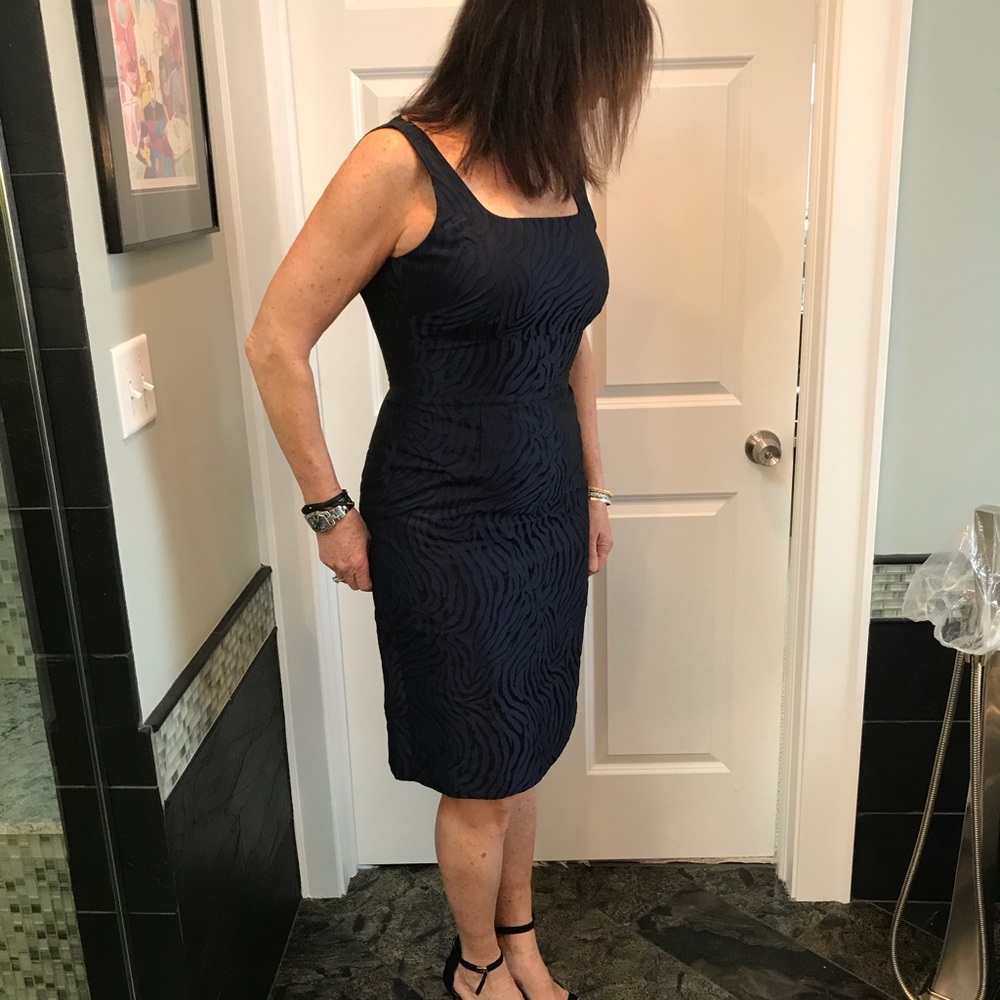 Navy blue and black textured dress